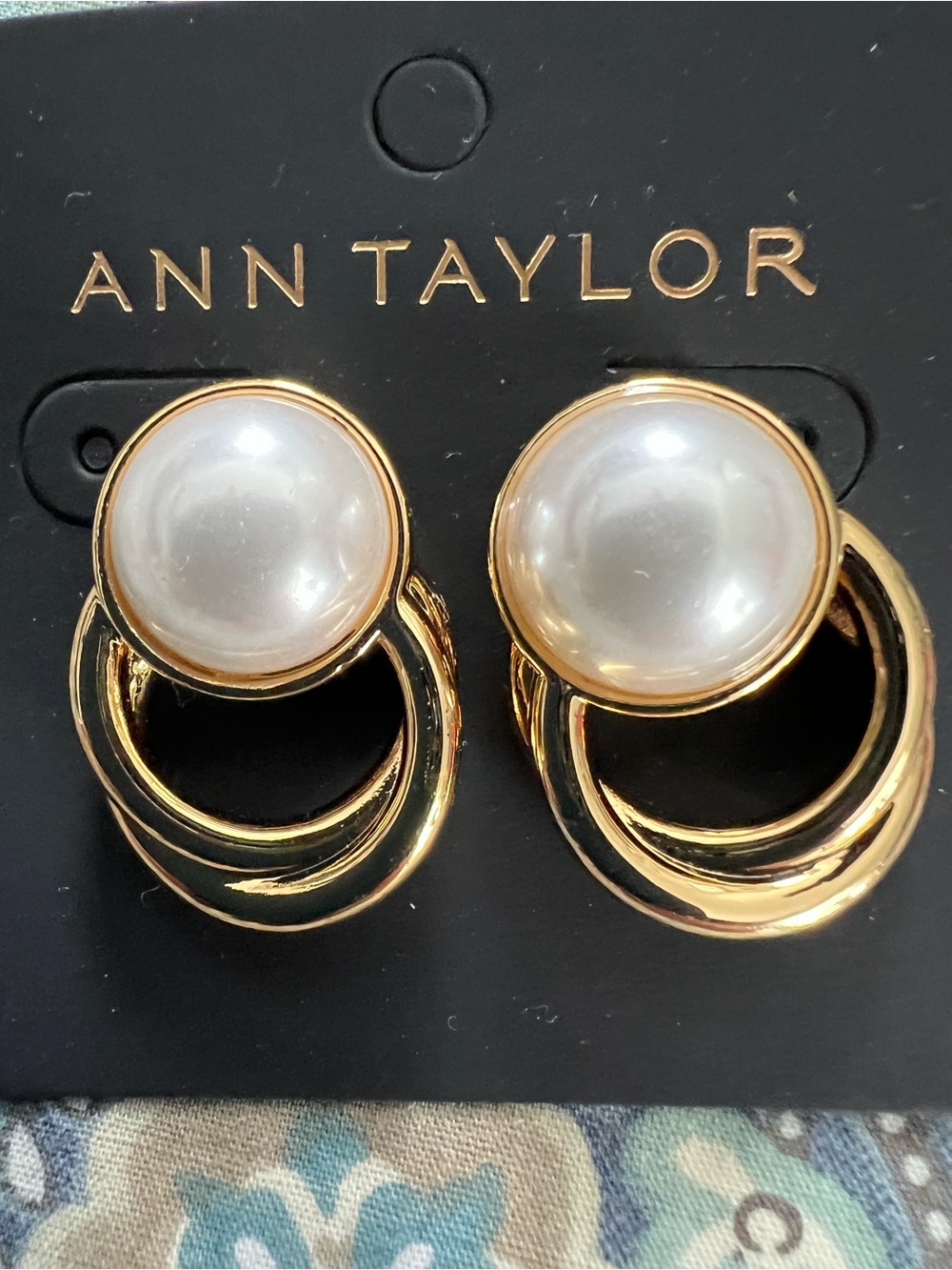 Ann Taylor Gold-tone Pearl Double Hoop Earrings